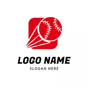 野球のロゴ Red Decoration and Baseball logo design