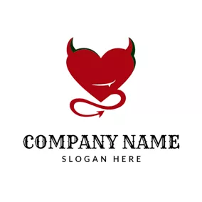 Logótipo Do Mal Red Devil and Heart logo design