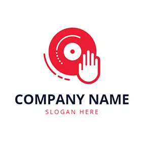 Emblem Logo Red Disc and White Hand logo design