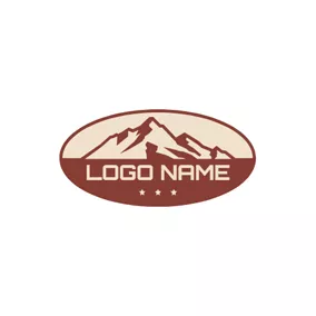 橢圓 Logo Red Ellipse and Mountain logo design