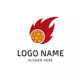 Flammable Logo Red Fire and Handball logo design