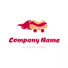 Fast Food Logo Red Fire and Hot Dog logo design