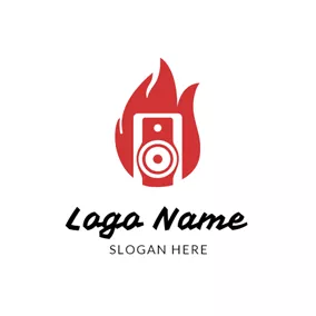揚聲器 Logo Red Fire and Speaker logo design