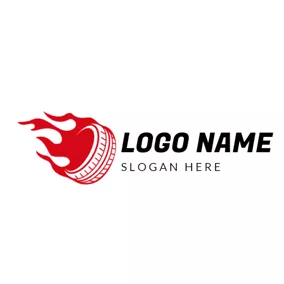 Automotive Logo Red Fire and Vehicle Wheel logo design