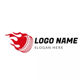 Logotipo De Automóvil Red Fire and Vehicle Wheel logo design