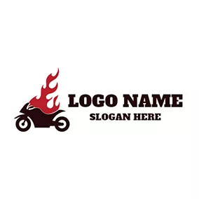 オートバイロゴ Red Flame and Black Motorcycle logo design