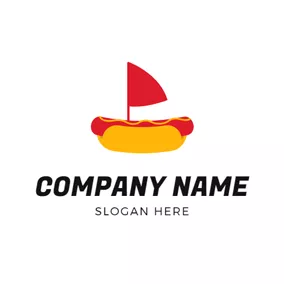 航海　ロゴ Red Flg and Hot Dog logo design