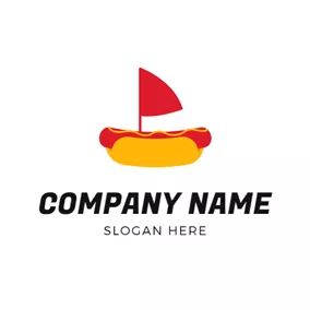 Fast Food Logo Red Flg and Hot Dog logo design