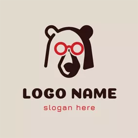 小丑logo Red Glasses and Black Bear logo design