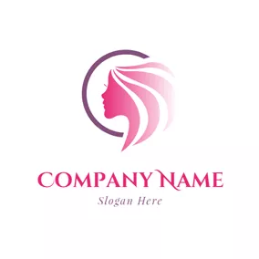 Female Logo Red Hair and Female Head logo design