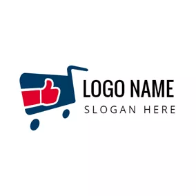 产品 Logo Red Hand and Blue Shopping Trolley logo design