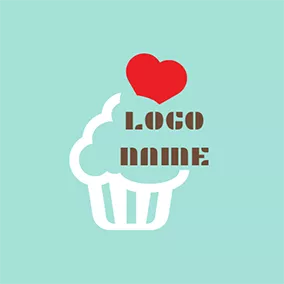 Logótipo De Padaria Red Heart and Abstract Cupcake logo design