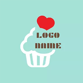 Logótipo De Padeiro Red Heart and Abstract Cupcake logo design