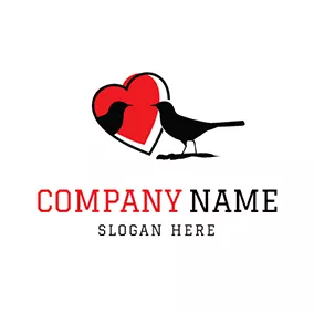 Logótipo De Noivado Red Heart and Black Magpie logo design