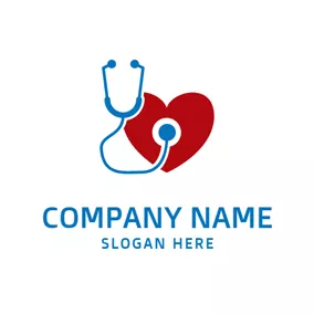 Logotipo De Doctor Red Heart and Blue Echometer logo design