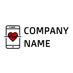 Phone Logo Red Heart and Cell Phone logo design