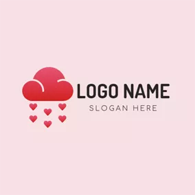 Logotipo De Nube Red Heart and Cloud logo design
