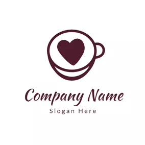 カップロゴ Red Heart and Coffee Cup logo design