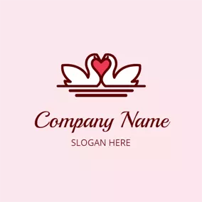 Pink Logo Red Heart and Double Swan logo design