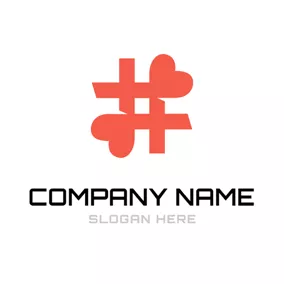 Logotipo De Creatividad Red Heart and Hashtag logo design