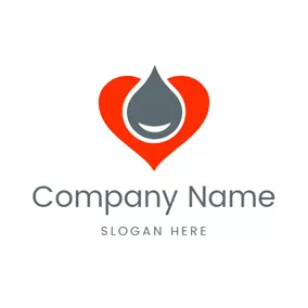 水のロゴ Red Heart and Water Drop logo design