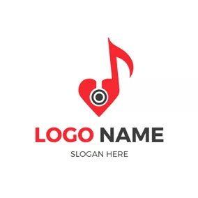 性能のロゴ Red Heart Circle and Note logo design
