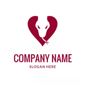 Schlange Logo Red Heart Shape and Cobra Head logo design