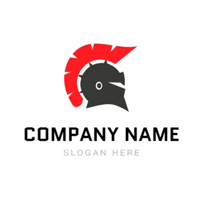 Spartan Logo Red Helmet Decoration and Warrior Icon logo design