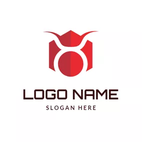 Logótipo Hexagonal Red Hexagon and Taurus Symbol logo design