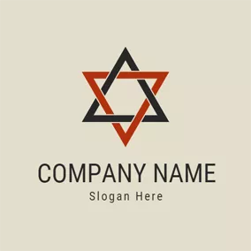 Shape Logo Red Hexagram and Triangle logo design