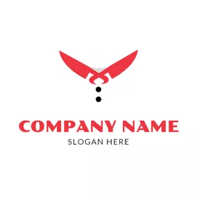 Emblem Logo Red Knife and Chef Uniform logo design
