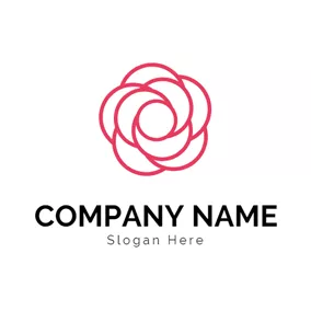 Logotipo De Floración Red Line and Rose Shape logo design