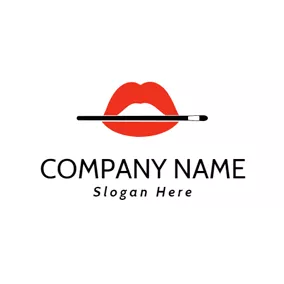 Different Logo Red Lips and Eyebrow Pencil logo design