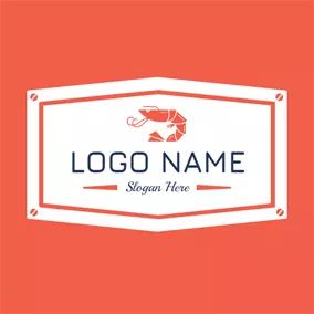 海鮮 Logo Red Lobster and White Badge logo design