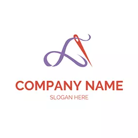 Sewing Logo Red Needle and Purple Thread logo design