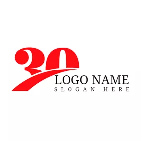 Logótipo De Número Red Number and 30th Anniversary logo design