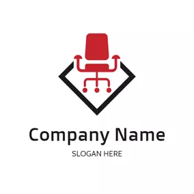 Job Logo Red Office Chair and Work logo design