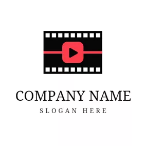 Video Logo Red Play Button and Black Film logo design