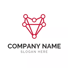 ポリゴンロゴ Red Polygon and Blockchain logo design