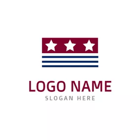 选举 Logo Red Rectangle and White Star logo design