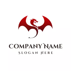 翼のロゴ Red Roaring Dragon logo design