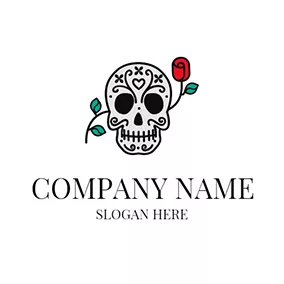 Logótipo Perigoso Red Rose and Black Skull logo design