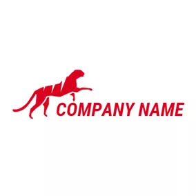 動物のロゴ Red Running Tiger logo design