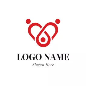 Logótipo De Creche Red Shape and Abstract Family logo design