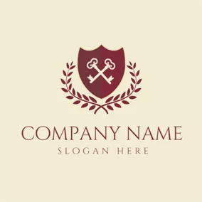 Logótipo Chave Red Shield and Cross White Key logo design