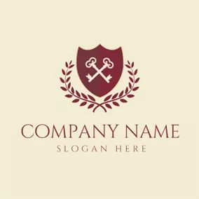 Logotipo De Llave Red Shield and Cross White Key logo design