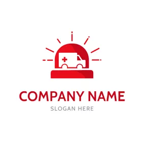 Car Logo Red Siren and White Ambulance logo design