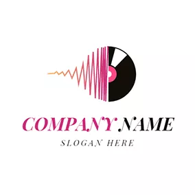 Compact Logo Red Sound Wave and Black Disc logo design