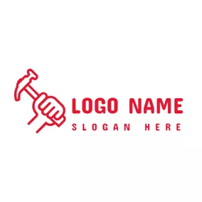 Outline Logo Red Spanner and Tool logo design