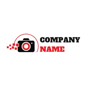 Photography Logo Red Square and Black Camera logo design